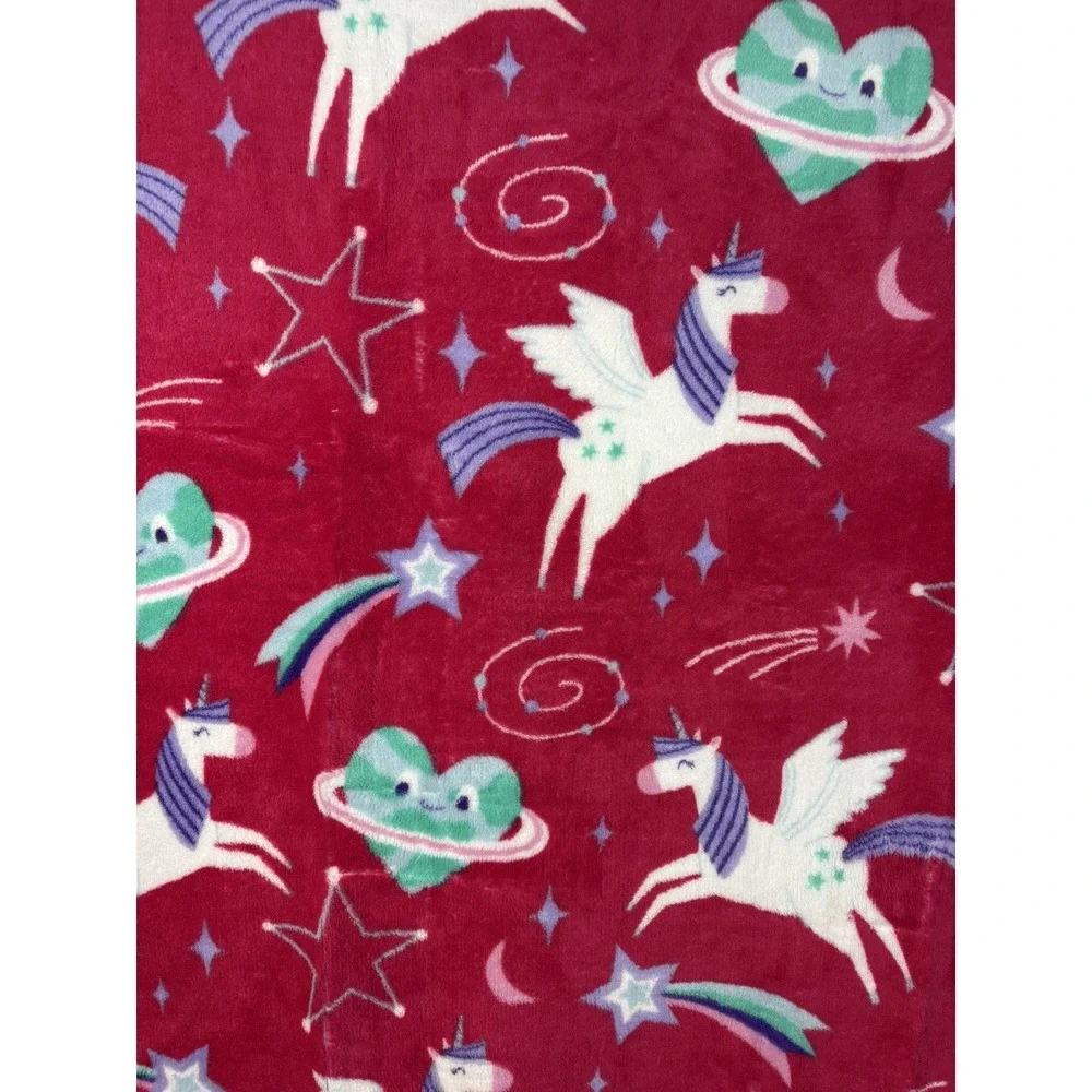 Holiday Home Micro Plush Throw Pink Unicorns and Hearts 50